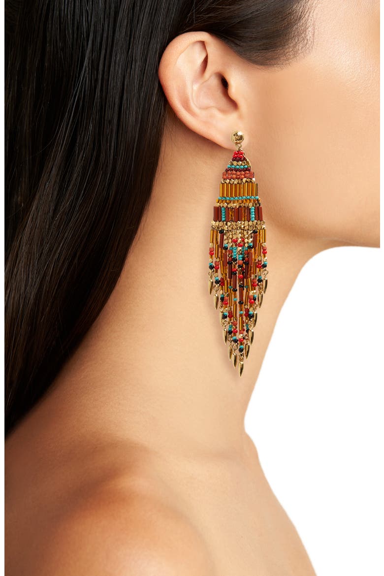 Ulla Beaded Drop Earrings, Alternate, color, RED/ TIGE