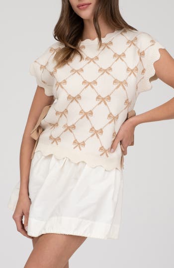 BLU PEPPER BLU PEPPER BOW CAP SLEEVE SWEATER 