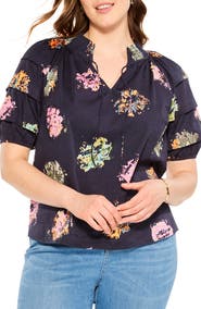 NIC+ZOE Bright Spot Smocked Neck Top