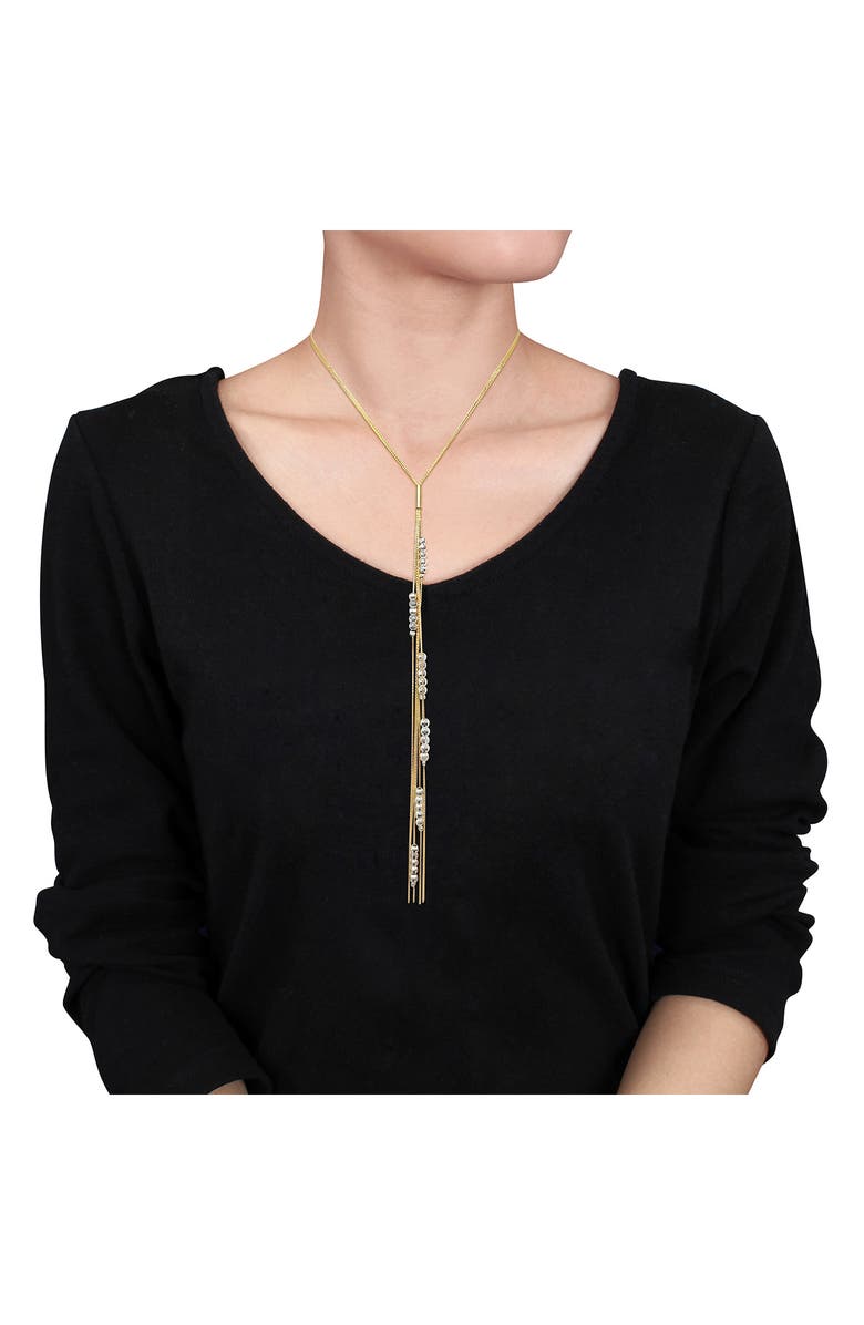 DELMAR Two-Tone Beaded Lariat Y-Necklace, Alternate, color, Yellow