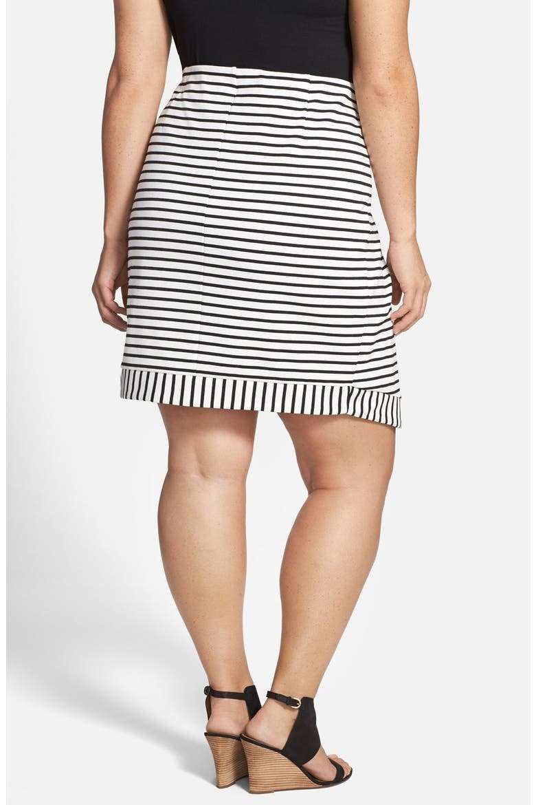 'Destiny' Stripe Asymmetrical Wrap Front Skirt, Alternate, color, SNOW WHITE