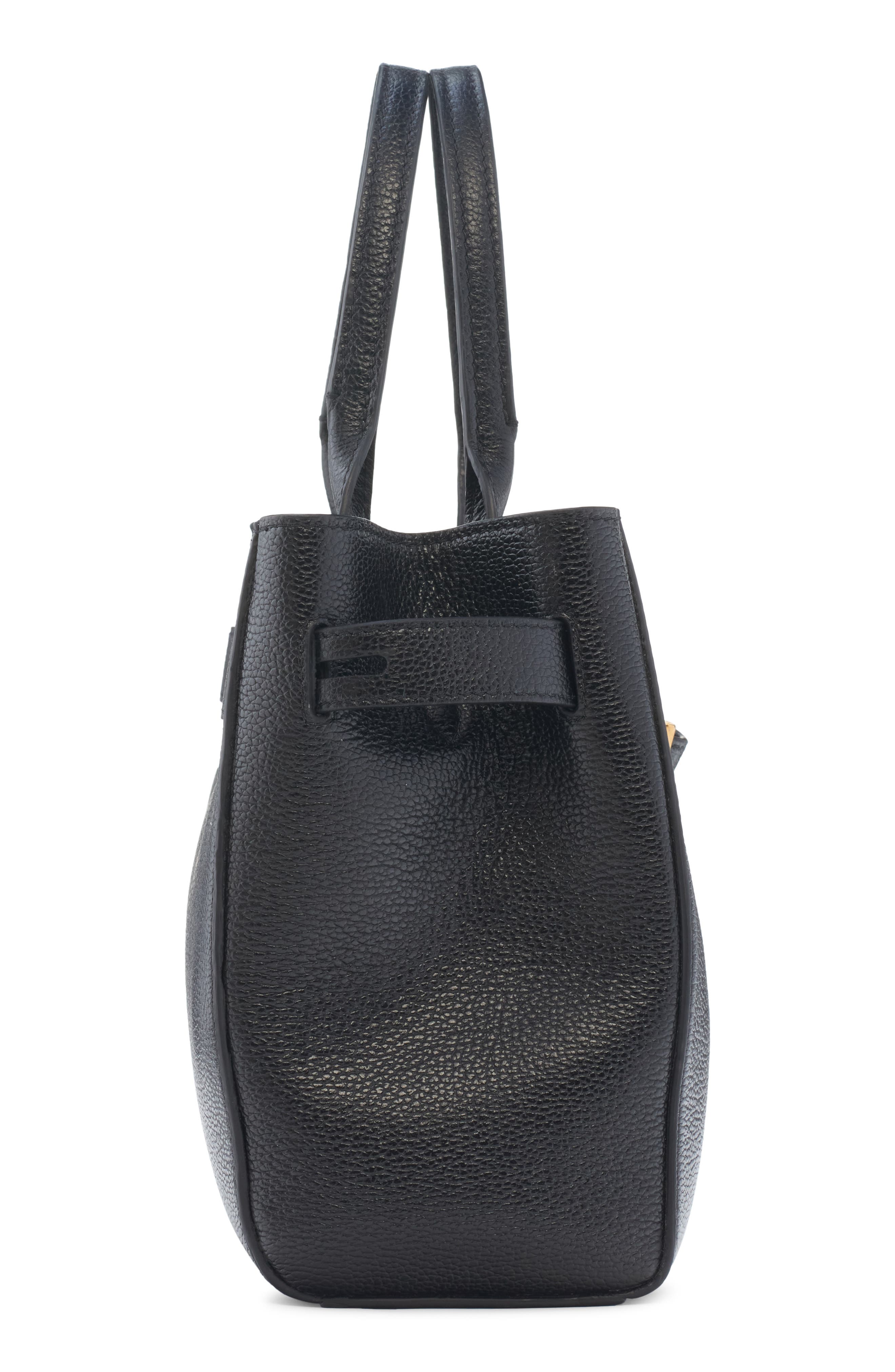 TOM FORD Small Audrey Grained Leather Tote, Alternate, color, Black