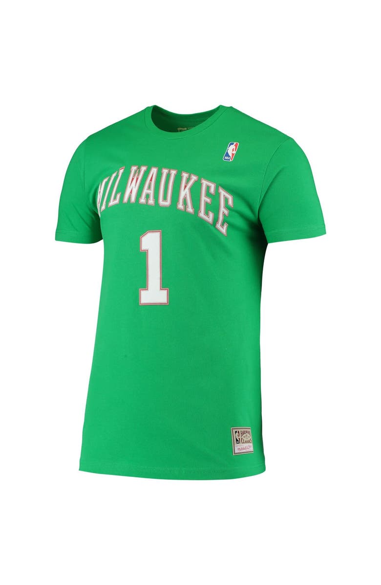 Mitchell & Ness Men's Mitchell & Ness Oscar Robertson Green Milwaukee Bucks Hardwood Classics Stitch Name & Number T-Shirt, Alternate, color, Green