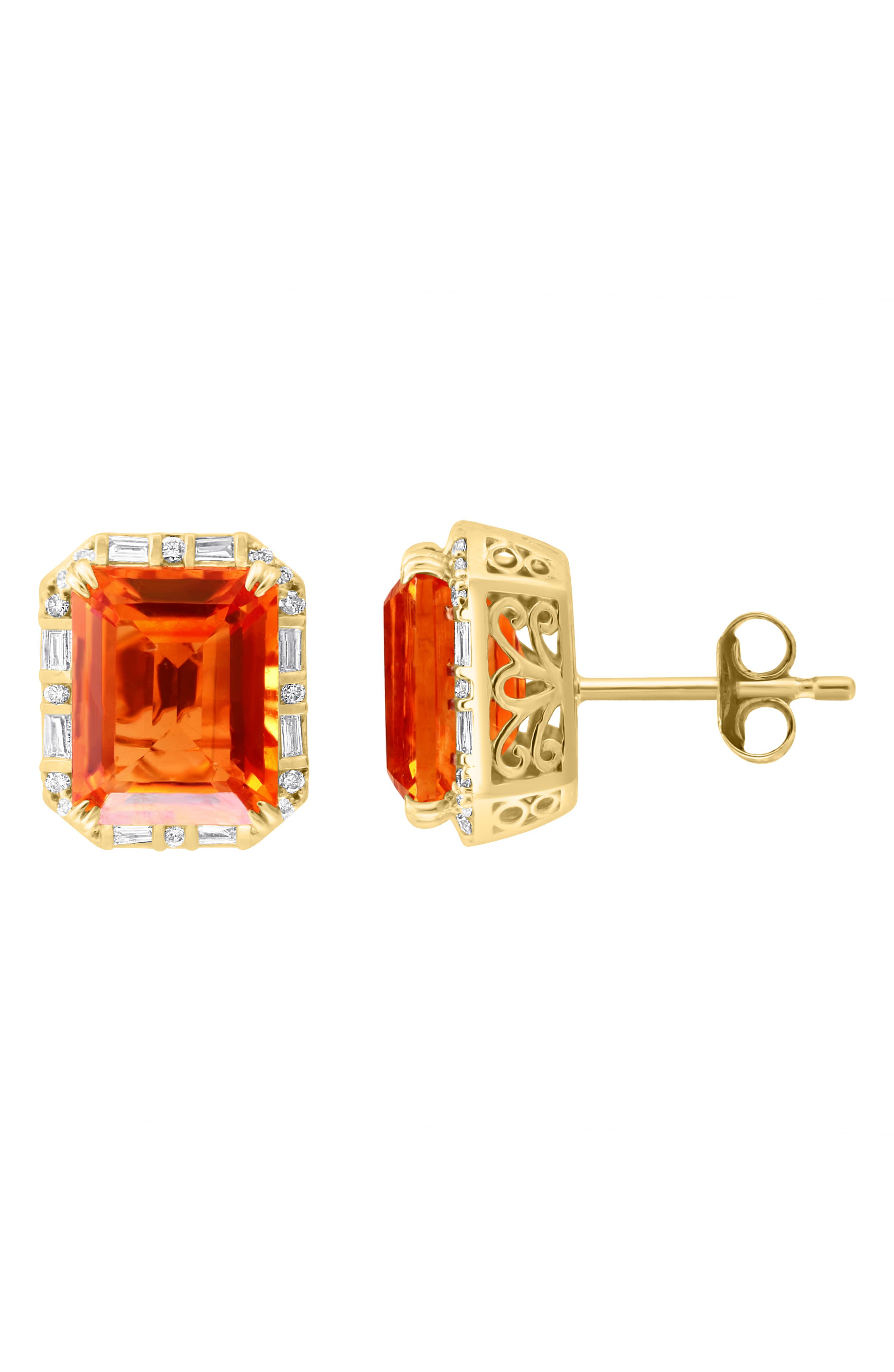 EFFY 14K Yellow Gold Citrine &amp; Diamond Stud Earrings