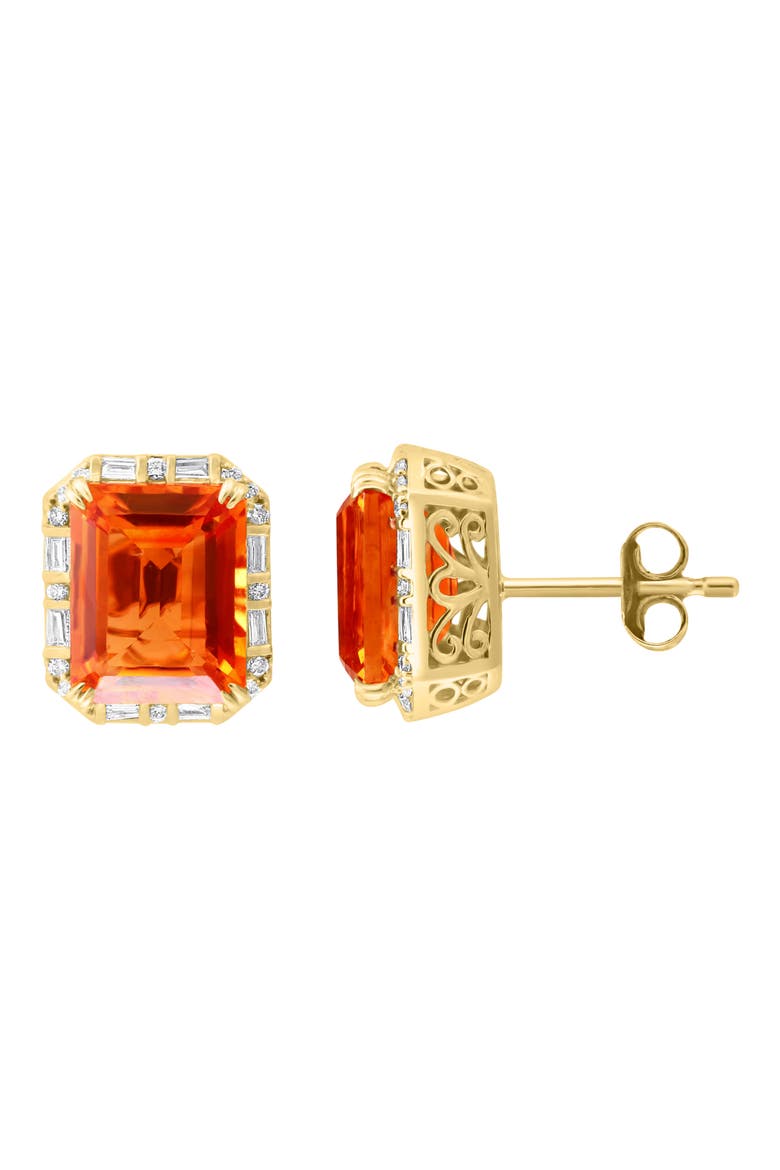 14K Yellow Gold Citrine & Diamond Stud Earrings, Main, color, ORANGE