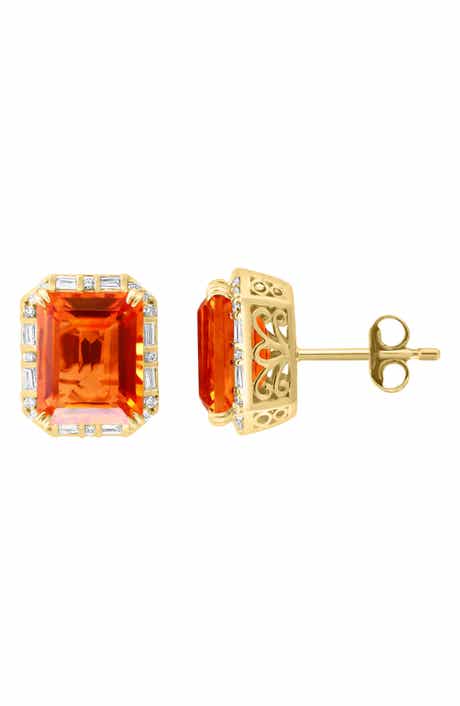 EFFY 14K Yellow Gold Citrine & Diamond Stud Earrings