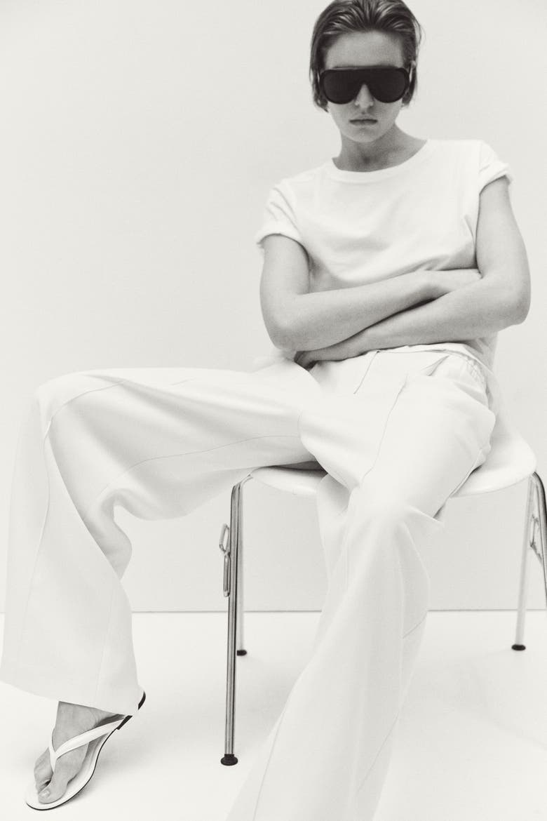 Crease-leg Barrel Trousers, Alternate, color, Cream