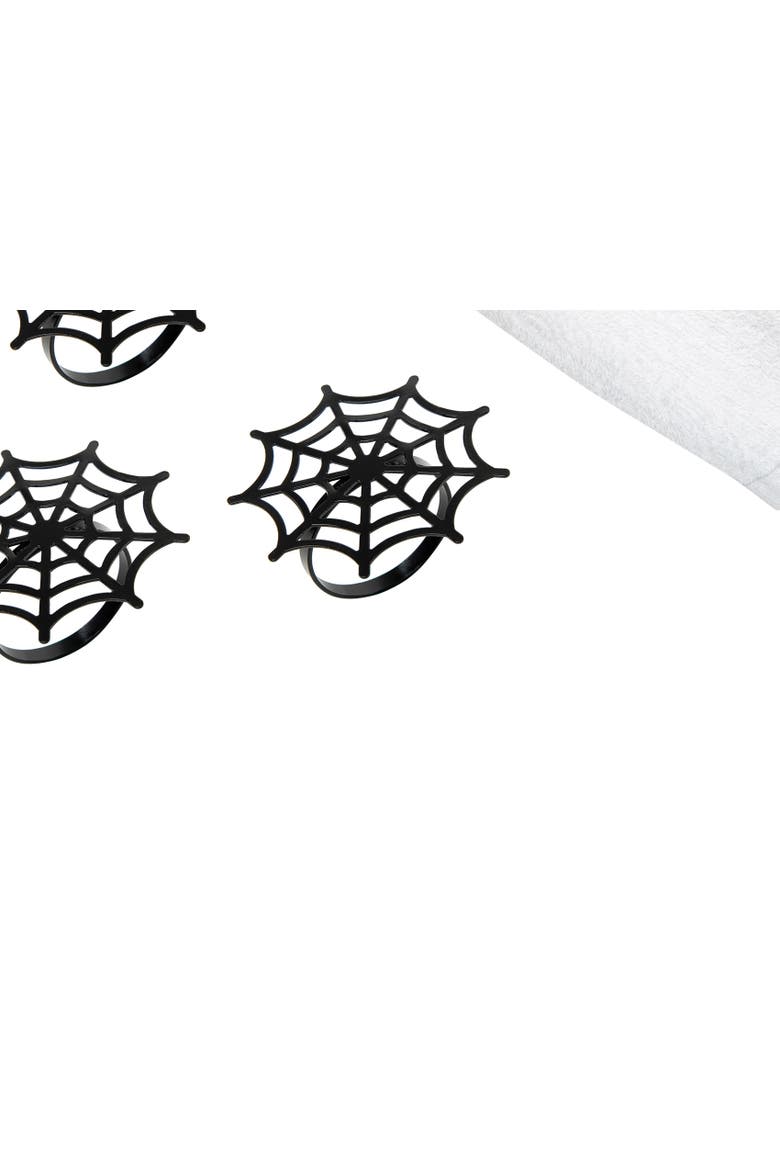 Black Spider Web Decorative Metal Napkin Rings Set of 4, Alternate, color, Black