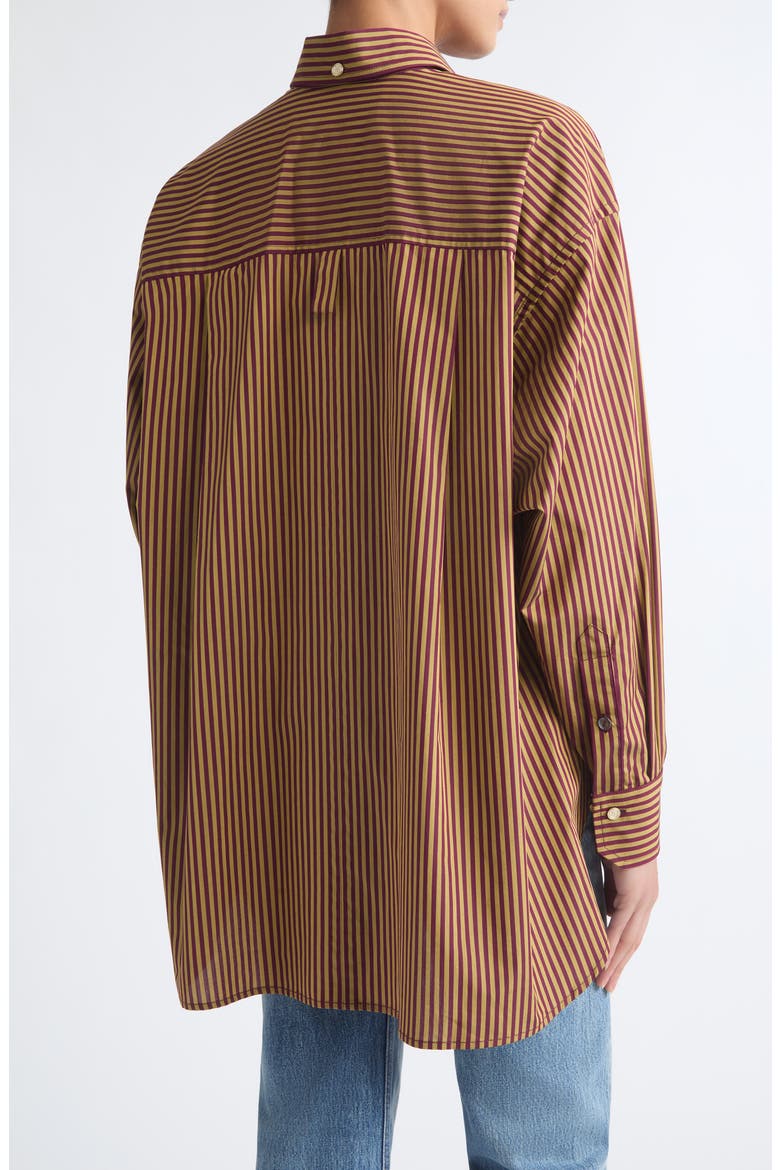 Dune Striped Cotton Shirt, Alternate, color, BURGUNDY / OCHRE