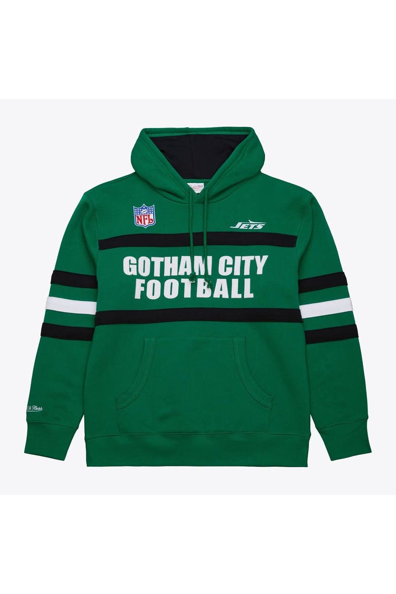 Men's  Kelly Green New York Jets Vintage Logo Head Coach Fleece Pullover Hoodie, Main, color, Kelly Green