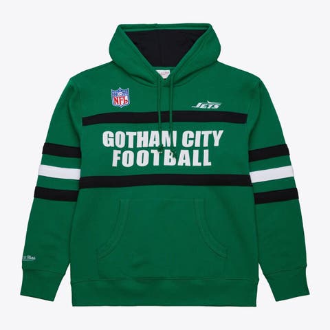 Men's  Kelly Green New York Jets Vintage Logo Head Coach Fleece Pullover Hoodie