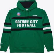 Mitchell & Ness Men's  Kelly Green New York Jets Vintage Logo Head Coach Fleece Pullover Hoodie
