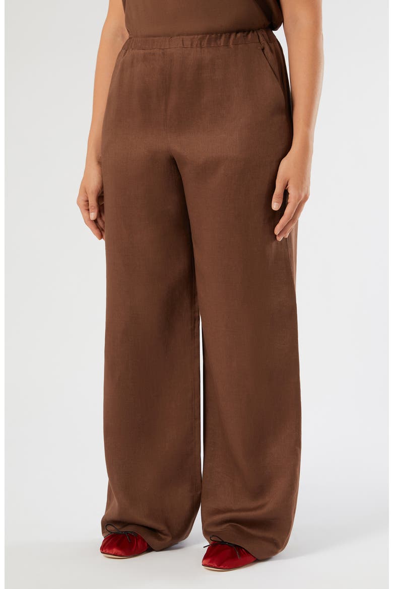 Rocco Linen Pull-On Wide Leg Pants, Main, color, COCOA