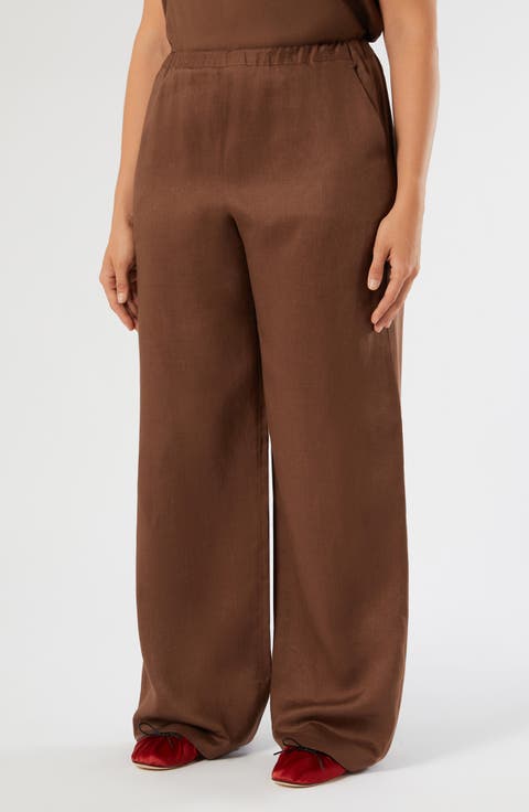 Rocco Linen Pull-On Wide Leg Pants (Plus)