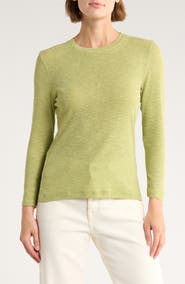 Vince Microstripe Three-Quarter Sleeve T-Shirt