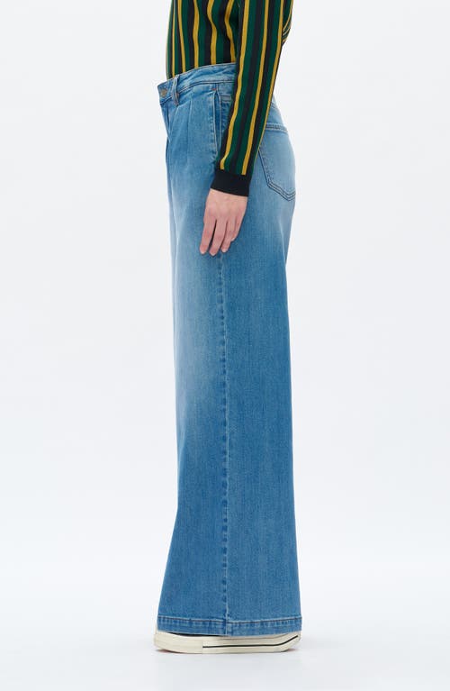 Bayeas Jermey Pleated Baggy Wide Leg Jeans In Blue