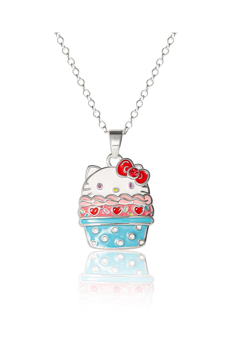Hello Kitty Silver Plated Cupcake Pendant Necklace, Main, color, Silver