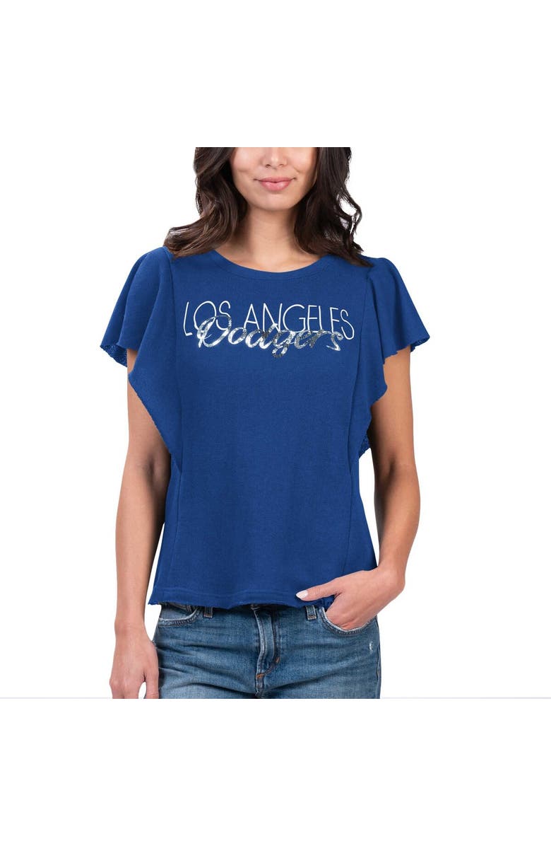 G-III 4HER BY CARL BANKS Women's G-III 4Her by Carl Banks Royal Los Angeles Dodgers Crowd Wave T-Shirt, Main, color,