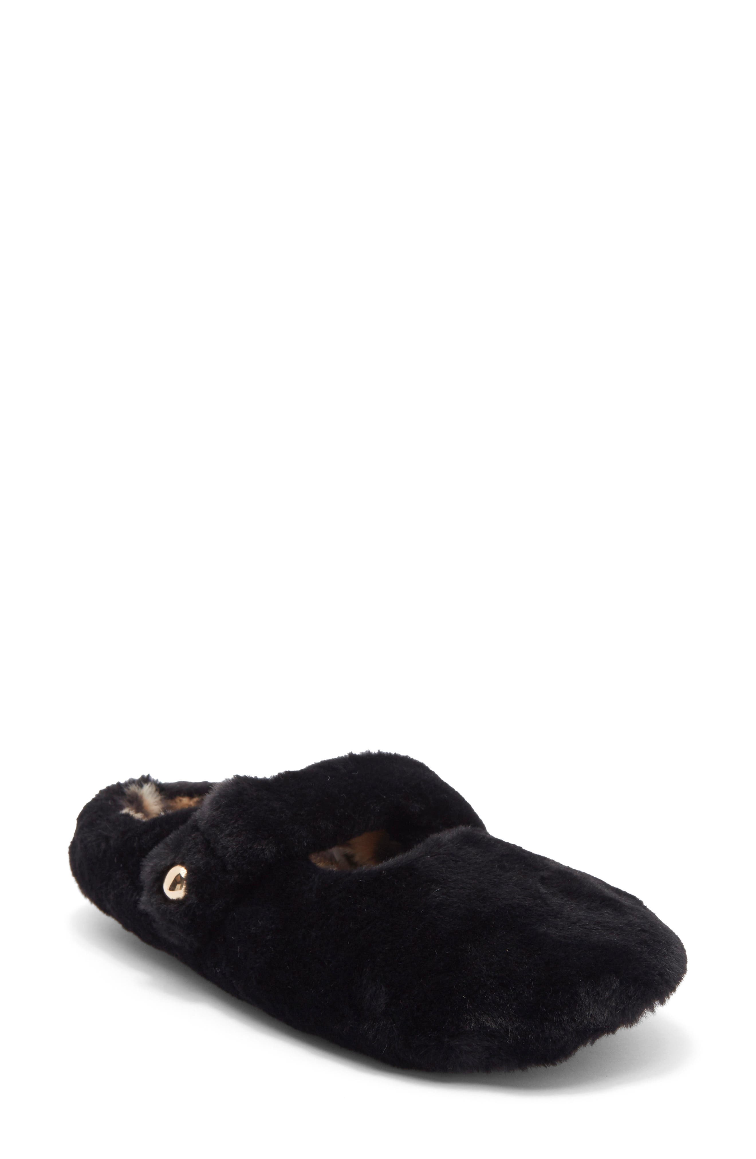 Rebecca Minkoff Beck Faux Fur Slipper, Main, color, Black