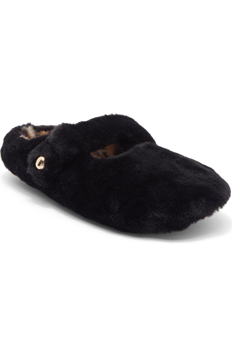 Rebecca Minkoff Beck Faux Fur Slipper, Main, color, Black
