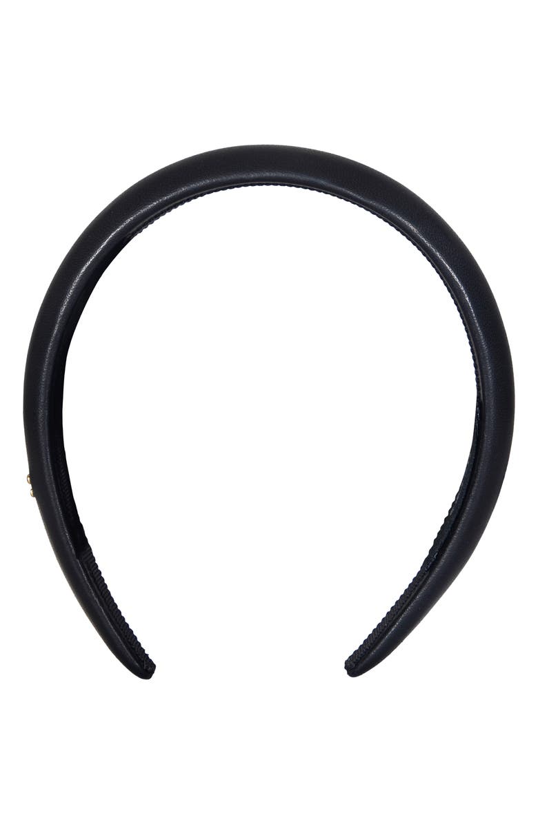 COACH Leather Headband, Alternate, color, Black