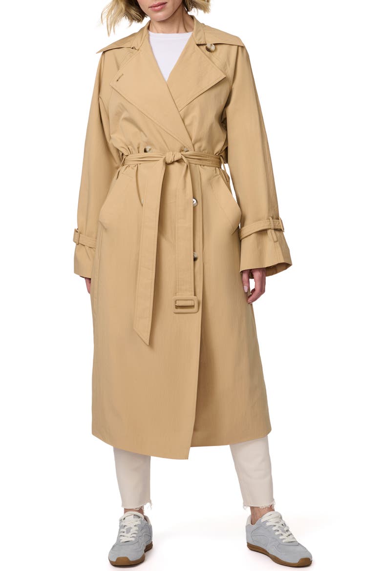 Double Breasted Belted Trench Coat, Main, color, TAN