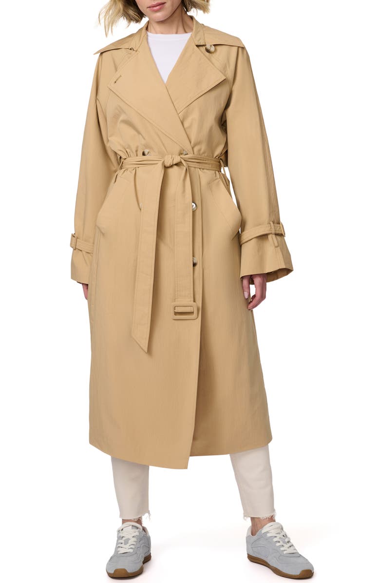 Bernardo Double Breasted Belted Trench Coat, Main, color, 
