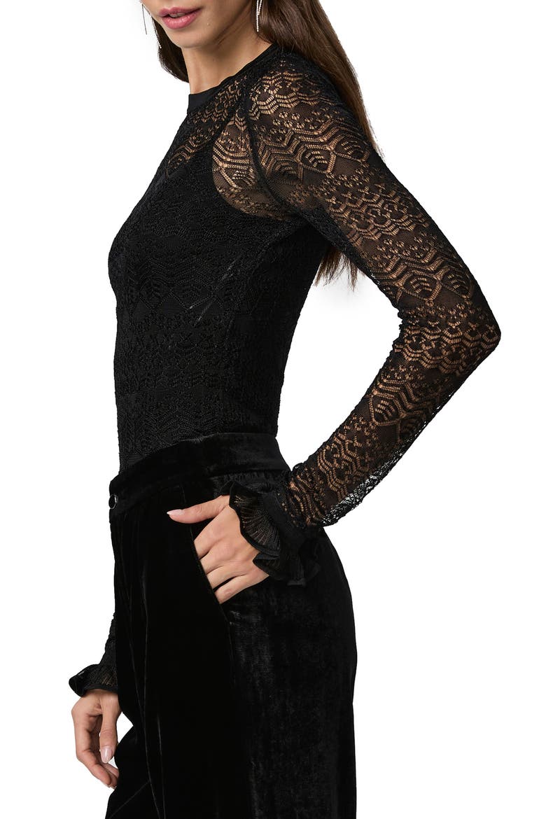 Ciera Lace Trim Top, Alternate, color, BLACK