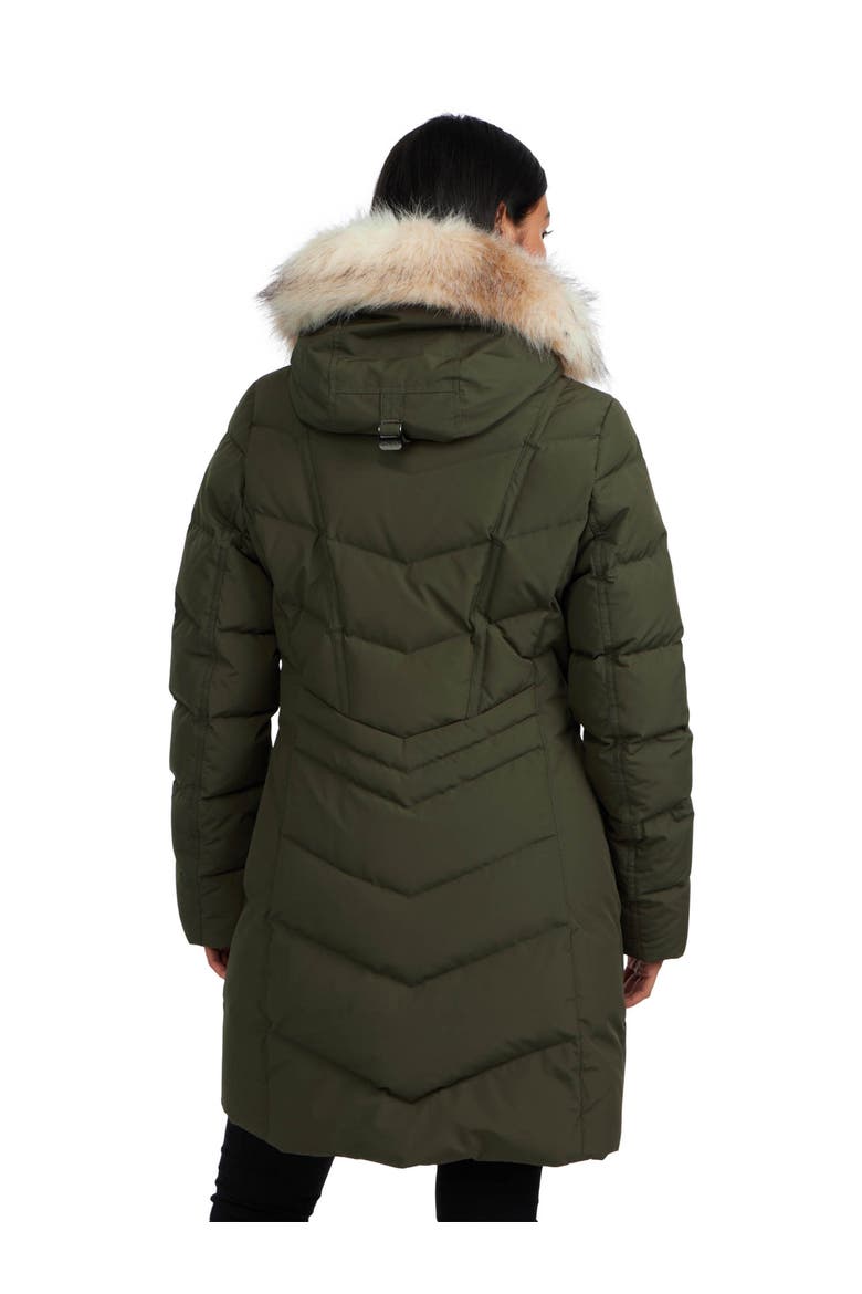 January Down Chevron Puffer with Detachable Hood Fur, Alternate, color, Military/Crystal