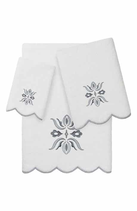 Flower Crest Scallop 3-Piece Towel Set