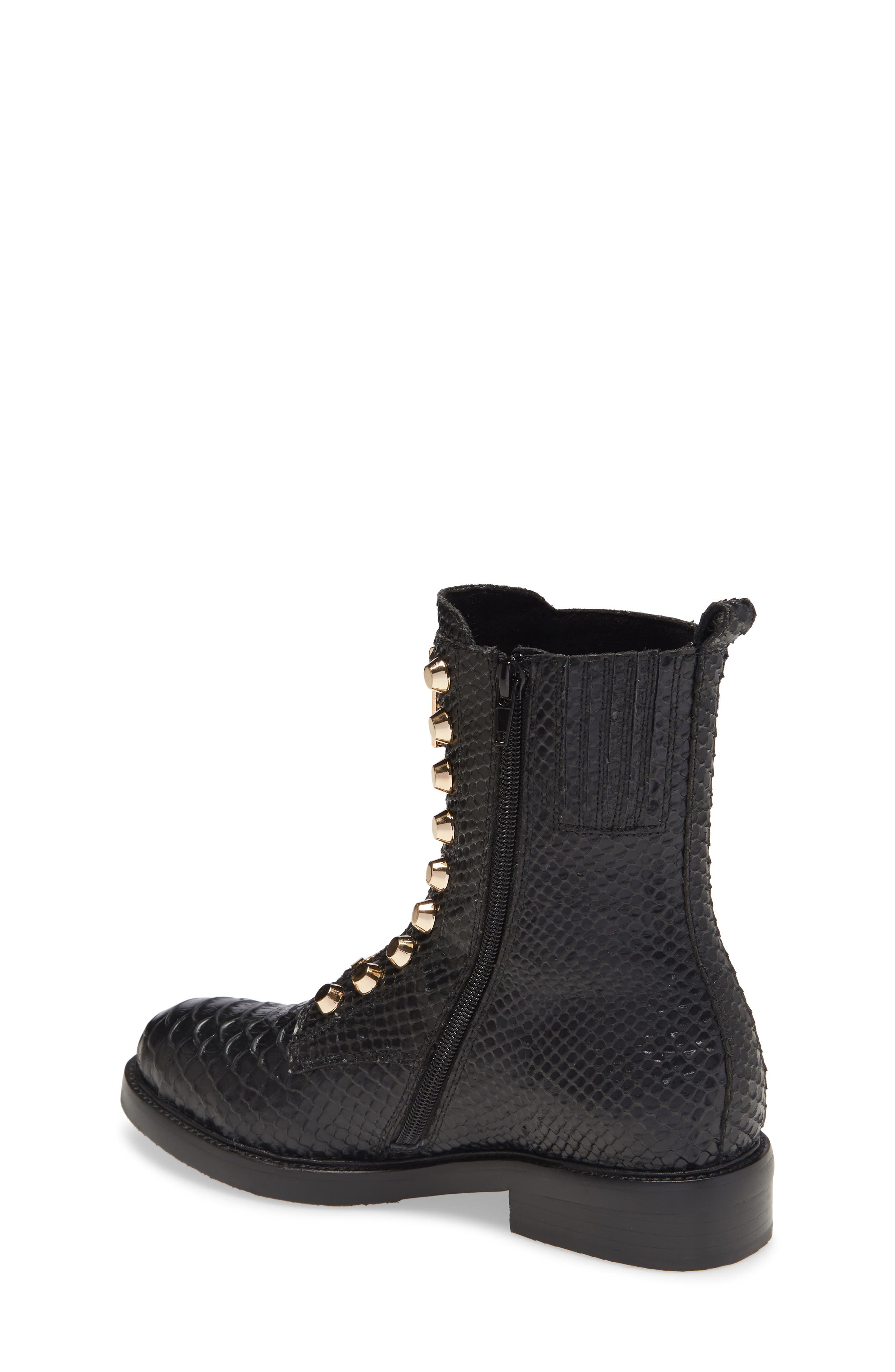 Tonette Studded Zip Boot, Alternate, color, BLACK SNAKE