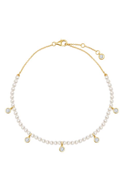 Shell Pearl & Cubic Zirconia Bezel Anklet