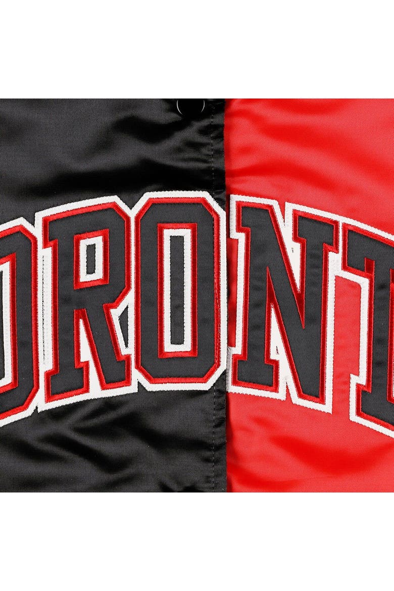 Women's Starter Black/Red Toronto Raptors Split Colorblock Satin Full-Snap Varsity Jacket, Alternate, color, Black