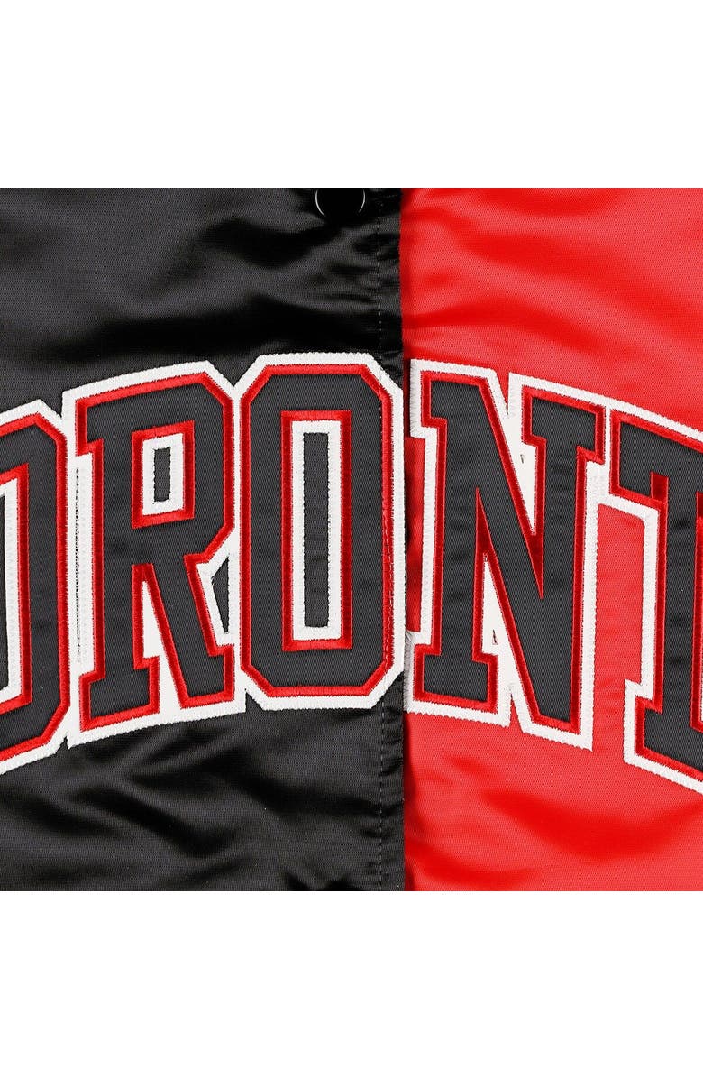 STARTER Women's Starter Black/Red Toronto Raptors Split Colorblock Satin Full-Snap Varsity Jacket, Alternate, color, Black