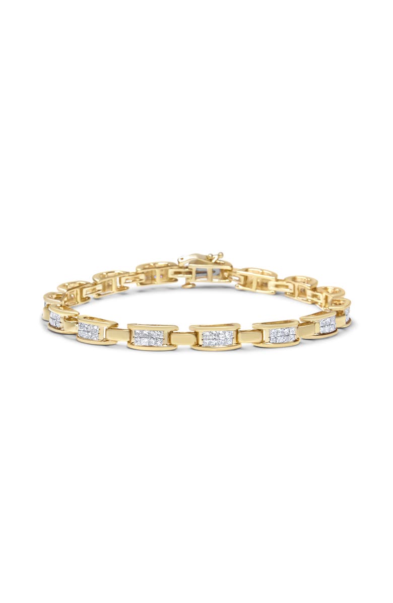 Haus of Brilliance 10K Yellow Gold 2.0 Ctw Invisible-Set Princess Diamond Rectangular Link Bracelet, Main, color, Yellow