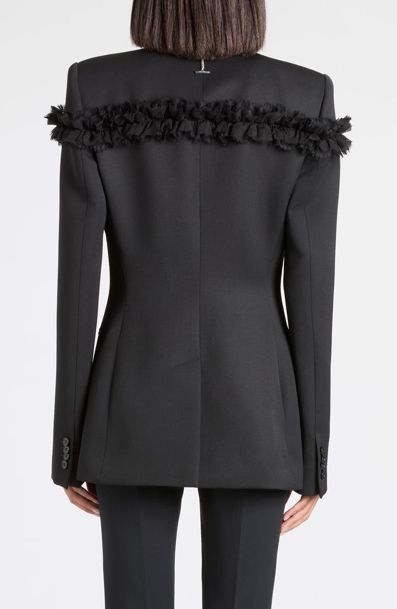 McQueen Slashed Ruffle Wool Blazer, Alternate, color, Black