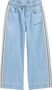 Palm Angels Kids' Wide Leg Chambray Track Pants