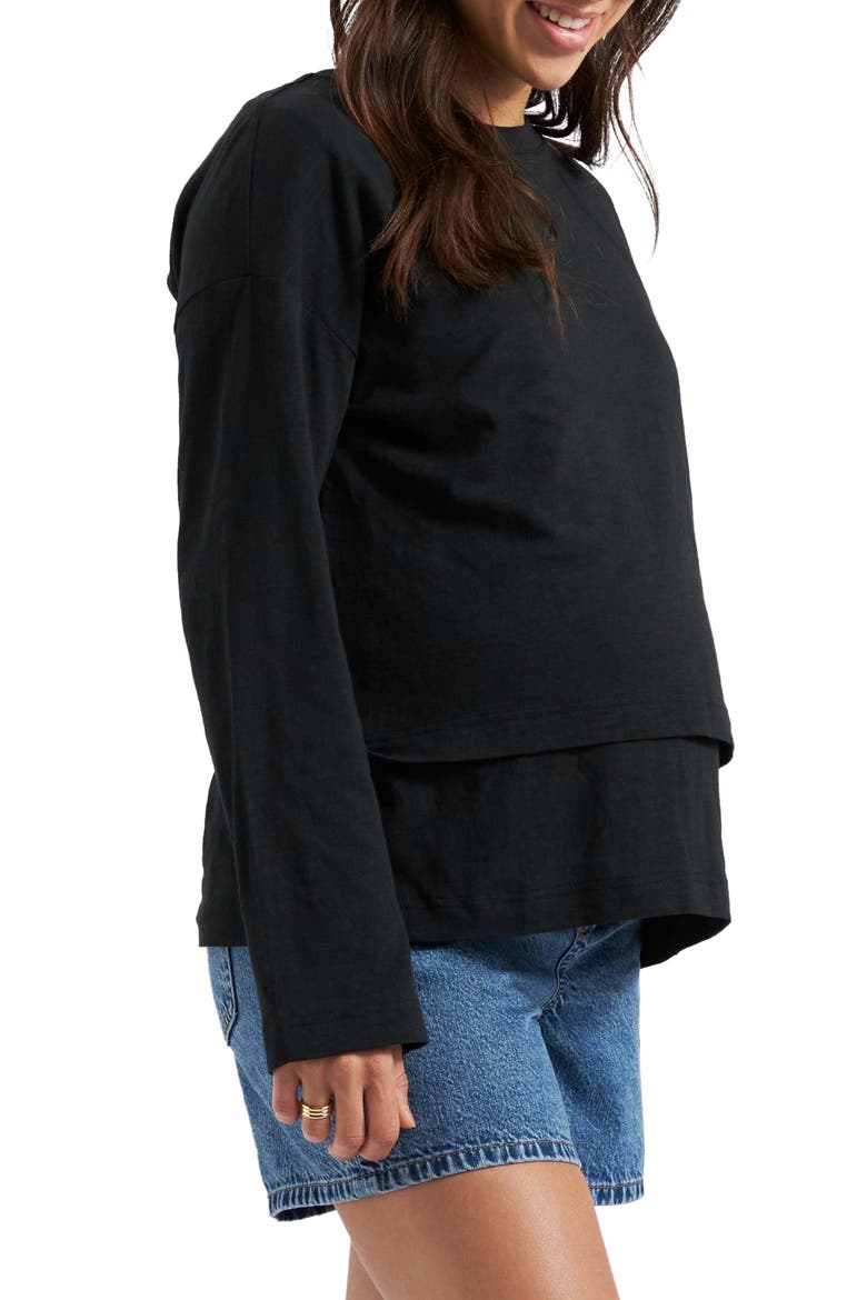 Claud Long Sleeve Nursing Top, Alternate, color, BLACK