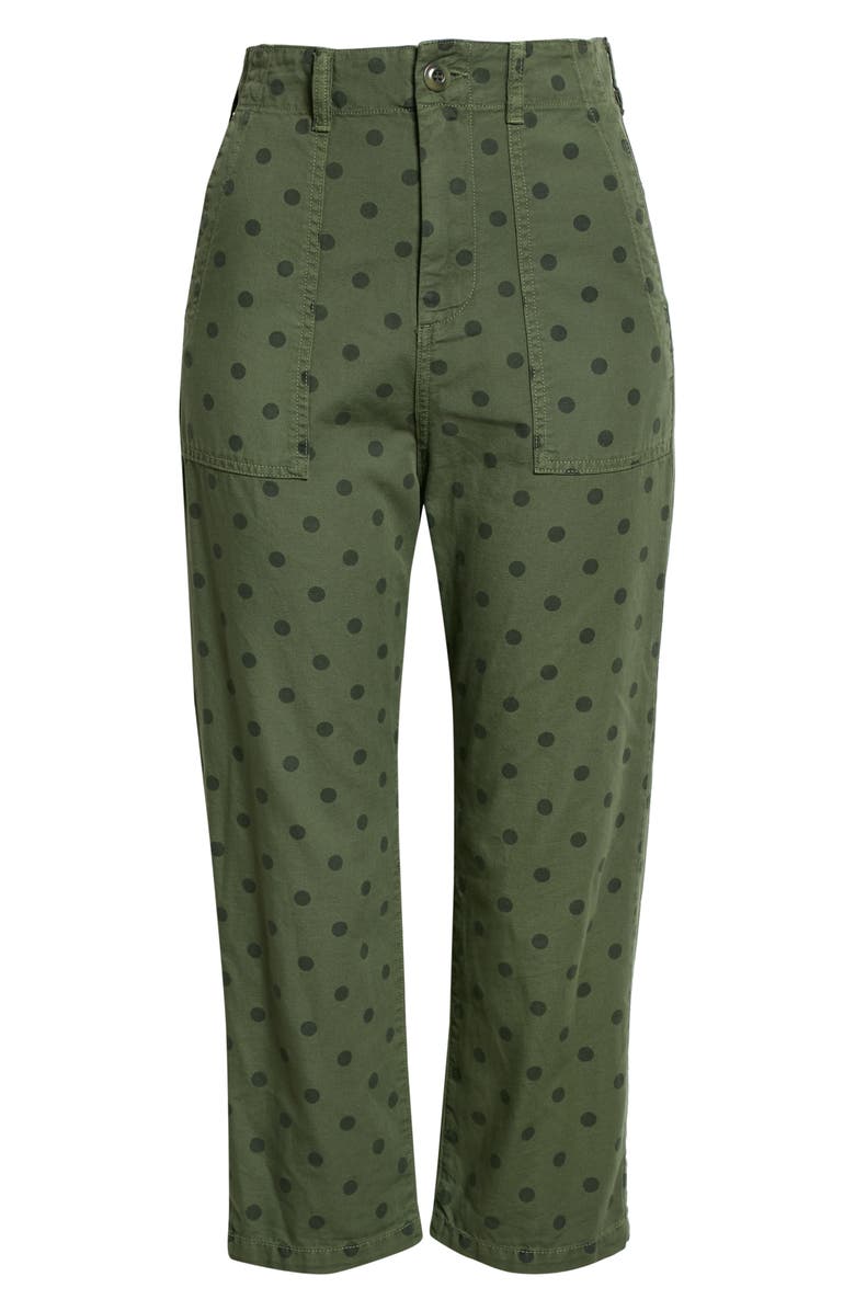 THE GREAT. The Ranger Crop Cotton Pants, Alternate, color, Army Dot