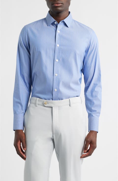Hilton Pinstripe Cotton Blend Button-Up Shirt