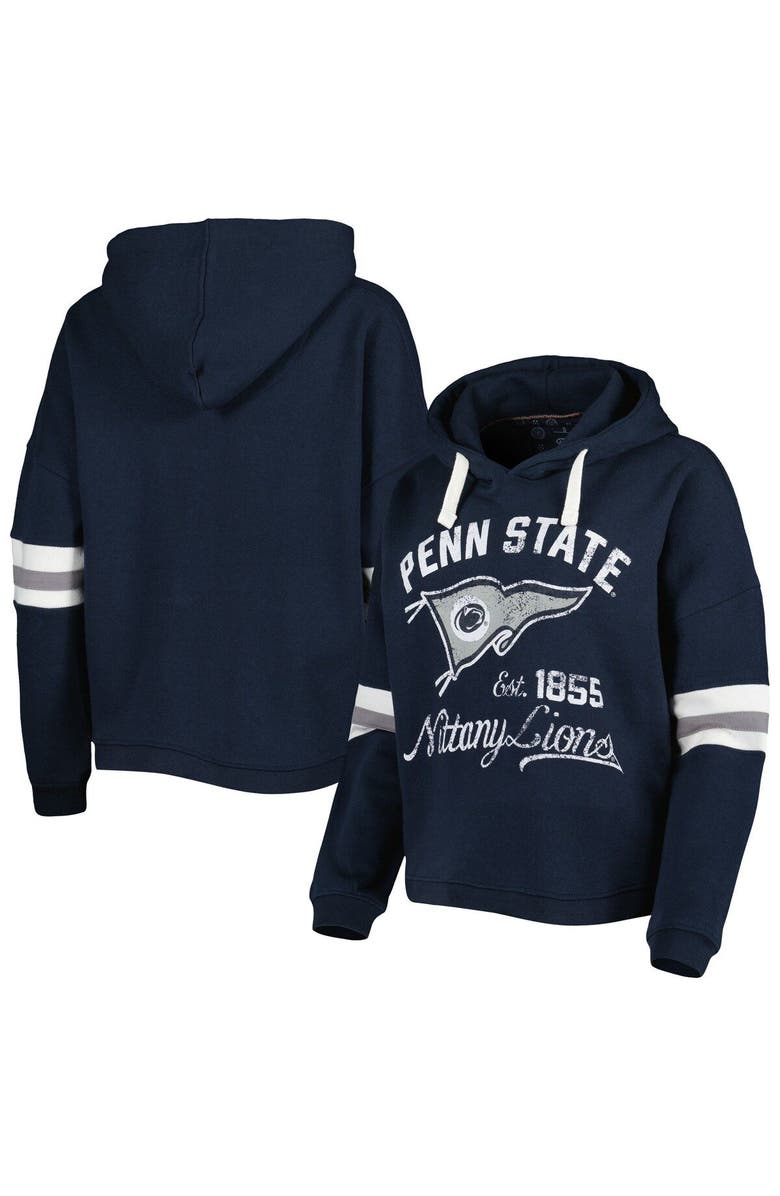 PRESSBOX Women's Pressbox Navy Penn State Nittany Lions Super Pennant Pullover Hoodie, Main, color, 