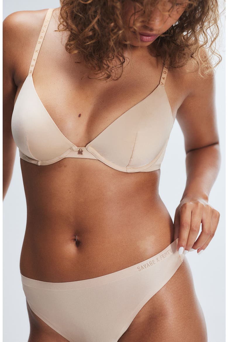 Microfiber No-Show Thong, Alternate, color, HONEY NUDE
