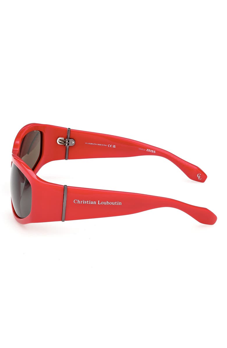 Christian Louboutin 60mm Oval Sunglasses, Alternate, color, Red / Zeiss Smoke Lens