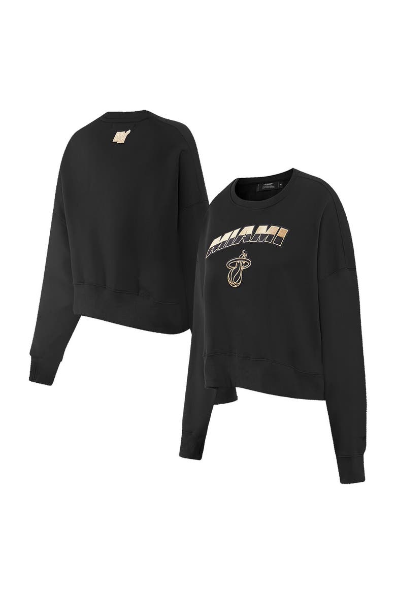 Women's Pro Standard  Black Miami Heat Glam Cropped Pullover Sweatshirt, Alternate, color, Black