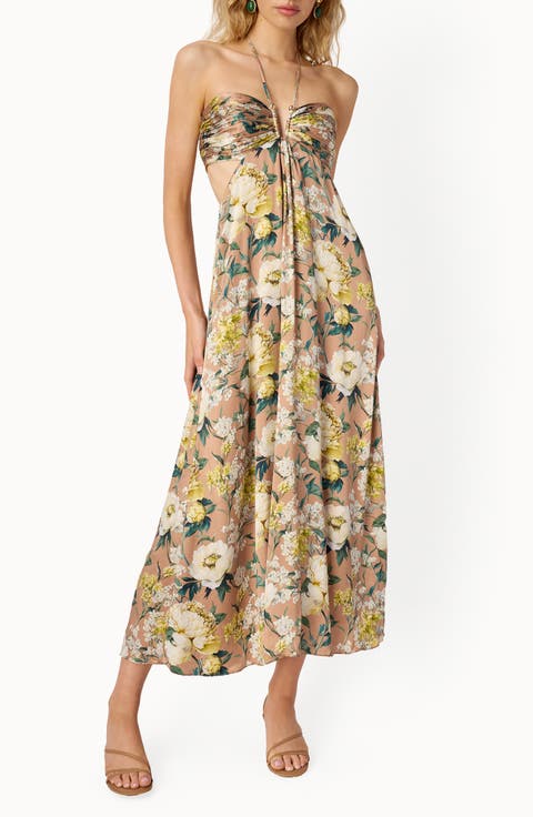 Calliope Floral Cutout Silk Satin Gown