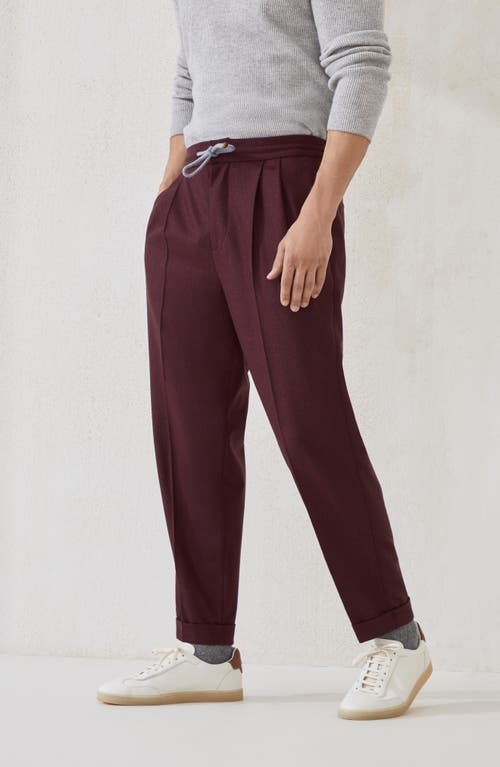 Brunello Cucinelli Trousers With Double Pleats And Drawstring In Brown