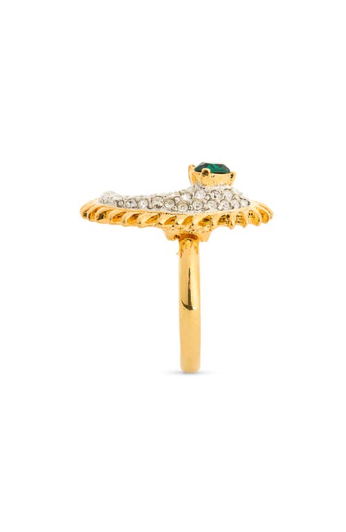 Cz By Kenneth Jay Lane Pavé Crystal Two-tone Paisley Ring In Polished Gold