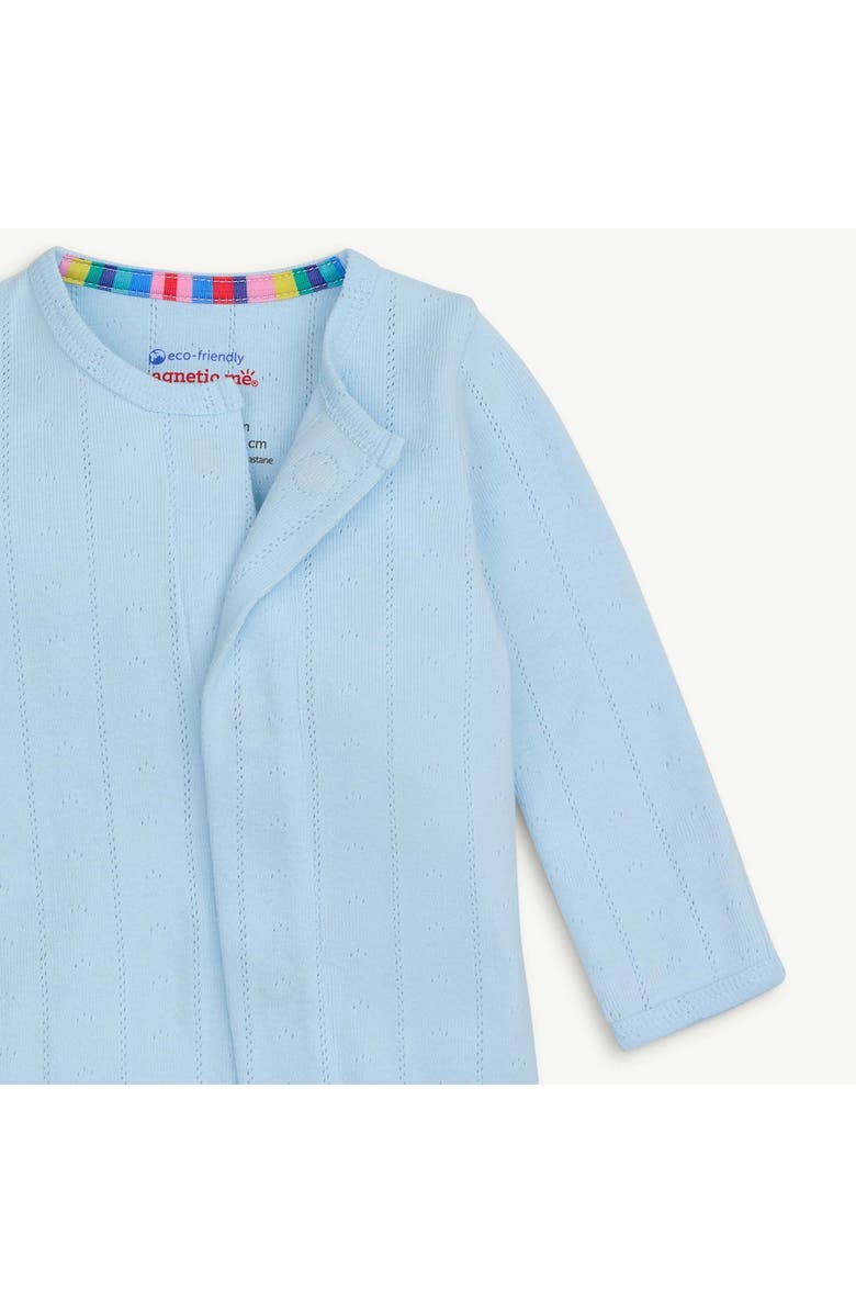 Magnetic Me Sky Blue Organic Cotton Pointelle Magnetic Closure Footie, Alternate, color, Sky Blue