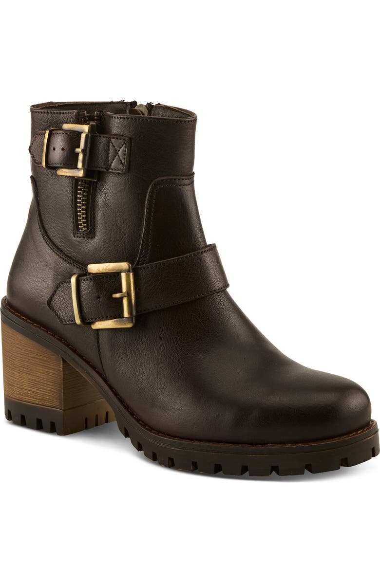 Spring Step Acco Block Heel Bootie, Main, color, Dark Brown