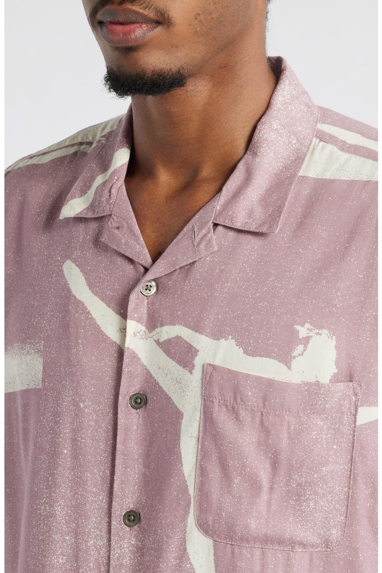 Jacques Oversize Arabesque Print Camp Shirt, Alternate, color, MAUVE MULTI